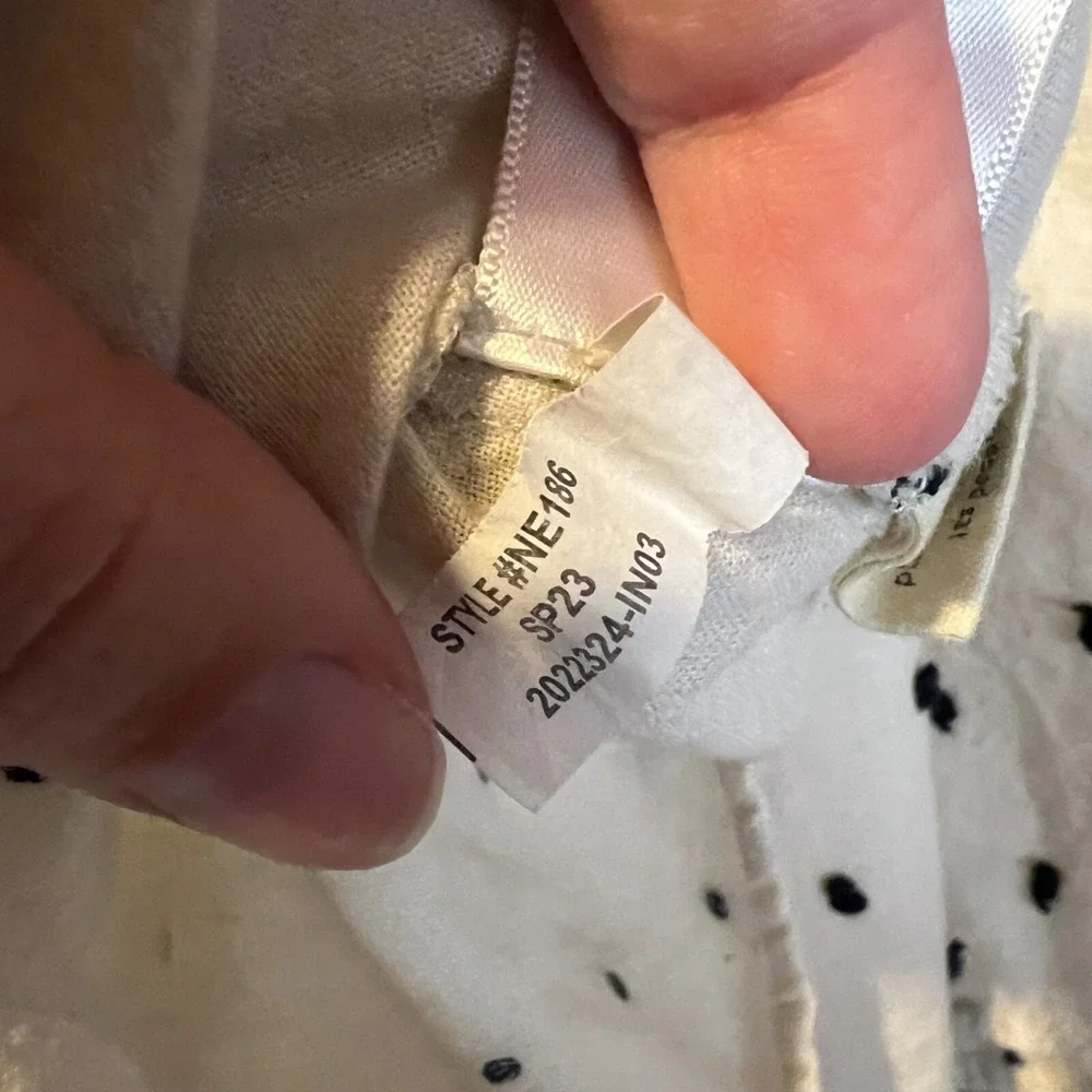 Madewell Tie-Back Puff-Sleeve Top in Clip‎ Dot XL Neutral Classic Minimalist